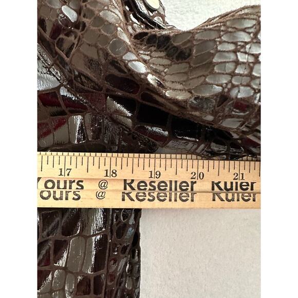 Vtg Berek Faux Alligator Brown Jacket M Zip Pockets Mob Wife Old Money - Picture 9 of 10